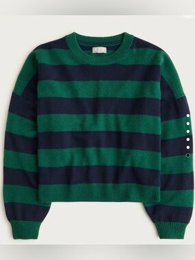 JCrew Cashmere blouson-sleeve sweater in stripe XS